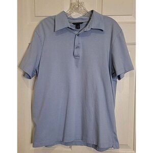 Banana Republic Sky Blue 3 Button Polo Shirt Golf Mens Casual L Pima Cotton EUC